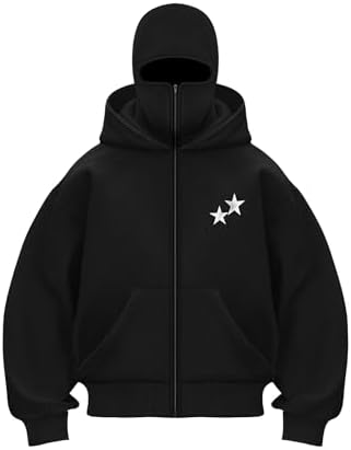 Balaclava Hoodie Zipper, Double Hooded Zip Jacket Wind-resistant