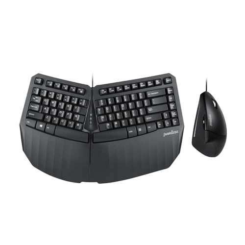 Photo 1 of Perixx PERIDUO-413B US, Wired USB Ergonomic Compact Split Keyboard and Vertical Mouse - Bundle with a 6-Button Ergonomic Vertical Mouse - Black - US English