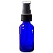 JUVITUS 1 oz / 30 ml Cobalt Blue Glass Boston Round Bottle with Black Treatment Pump (4 Pack) + Clear Travel Bag