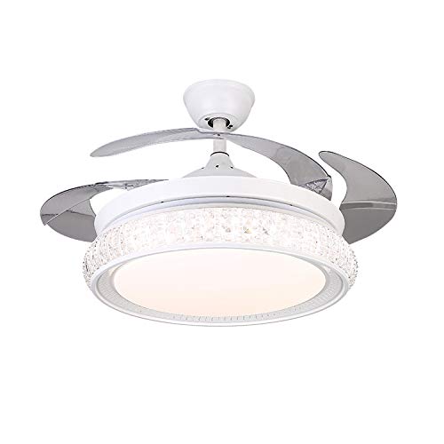 42 White Crystal Modern Ceiling Fan With Light Color Changing And