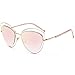 SOJOS Women's Double Wire Double Rimmed UV400 Cat Eye Sunglasses SJ1047 with Gold Frame/Pink Mirrored Lens