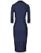 MUXXN Women's 1950s 3/4 Sleeve Elegant Bodycon Lapel Dress Party Cocktail Pencil Dress (M, Blue)