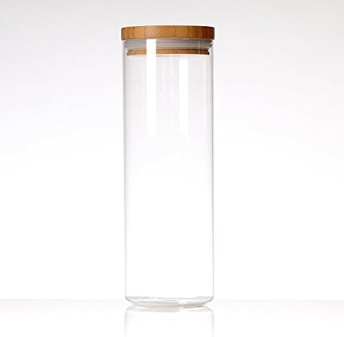 Homily 1650 Xtra Large Round Shape Glass Food Storage Jar Set with Airtight Bamboo Lid Seal (1, XL)