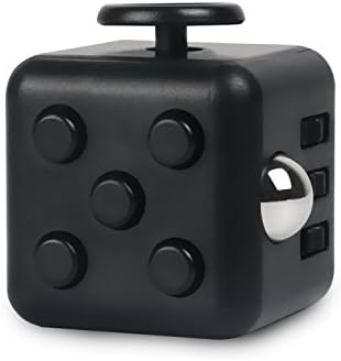 Fidget Cube Fidget Dice Toy Relieves Stress &amp; Anxiety, Helps to Focus - For Adults and Kids - Extra Durable Silicone Non-Plastic Twiddle Cube (Black)