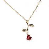 argets exclusive flower necklace gold touch rose with 2 leafs made with original for all ages for women and girls 
