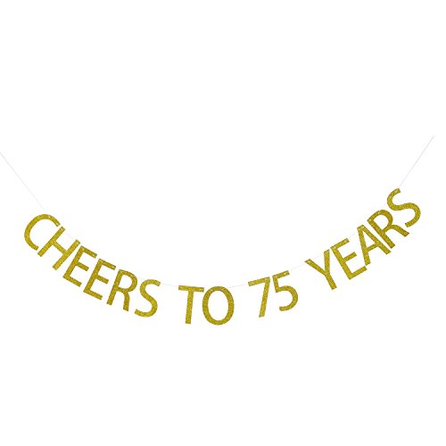 Gold Glitter Cheers To 75 Years Banner 75th Birthday Party