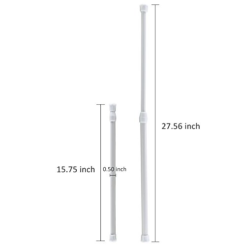 INNKER 4PCS Extendable Spring Tension Curtain Rods Closet Door Window Bath Telescopic Adjustable White Rail Poles, Extension Range 15.7- 27.5in - Thumbnail 3