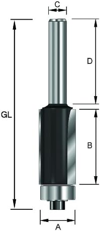 ENT 13560 Trimming Cutter Carbide, Shank (S) 6 mm, Diameter (D) 9,5 mm, NL 12,7 mm, SL 32 mm, GL 55 mm, with Ball Bearing - Image 4