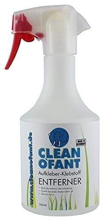 CLEANOFANT Aufkleber + Klebstoff-ENTFERNER 500 ml Spray - Entfernen von Klebstoffresten, Dichtstoffen, Silikonöl. Lösen von A