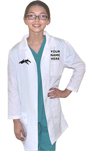My Little Doc Personalized Kids Marine Biologist Lab Coat Killer Whale Embroidery Design Size 12/14