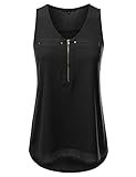 JJ Perfection Women's High-Low Multi-Layer Scoop Neck Zipper Tank Top