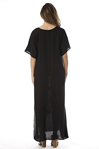 Riviera Sun Long Embroidered Dresses for Women 21861-BLK-L Black