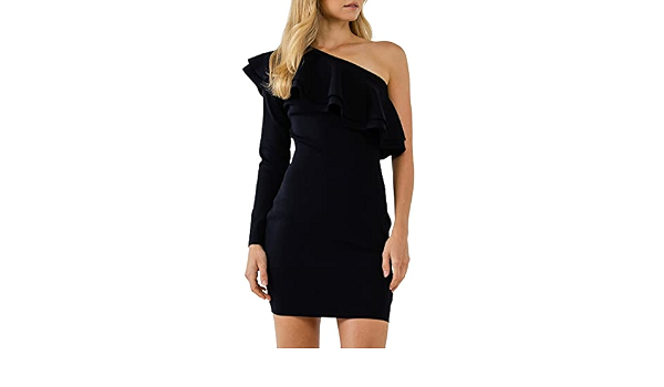 Shoulder Knitted Mini Dress 