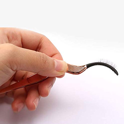 DNHCLL Stainless Steel False Eyelashes Applicator Tool Portable Eyelash Extension Tweezers Remover Clip Nipper(Rose Gold)