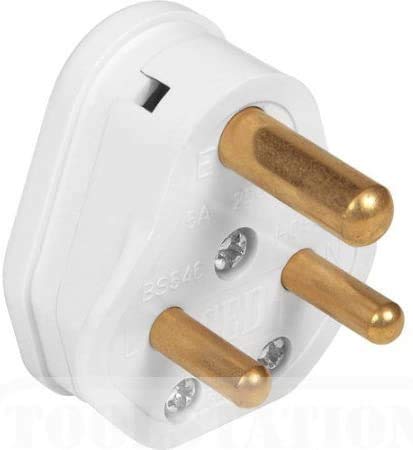 3 X 5 Amp Round Pin Plug Top White