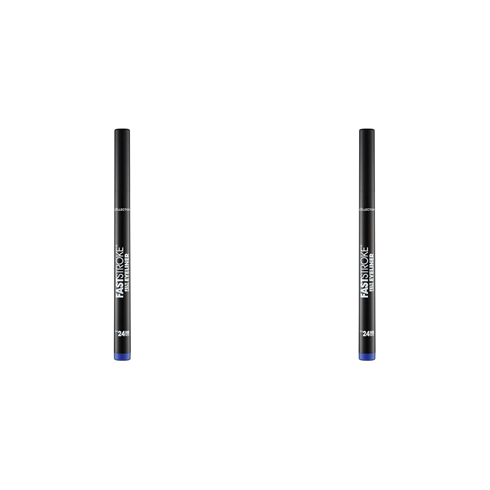 Collection Cosmetics Fast Stroke Felt Tip Eyeliner with Fine Tip, Long Lasting 24h, Quick Drying Formula, 4ml, Blue (Pack of 2)