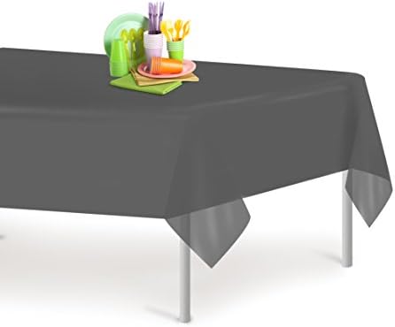 Grandipity Dark Grey 12 Pack Premium Disposable Plastic Tablecloth 54 Inch. x 108 Inch. Decorative Rectangle Table Cover