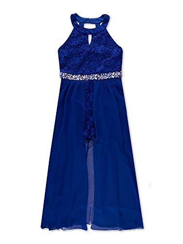 Speechless Big Girls High Neck Maxi Romper Dress, Royal Blue, 10