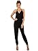 Romwe Women's Sexy Sleeveless Surplice Top Pocket Front Wide Tapered Romper Jumpsuit Black L