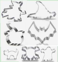 Halloween Cookie Cutters, Hibery 7-Piece Metal Cookie Cutter Set with Pumpkin, Bat, Ghost, Skull, Cat, Witch & Witch Hat
