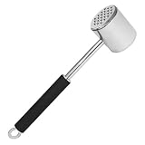 K BASIX Meat Tenderizer Mallet / Hammer / Pounder - Stainless Steel - Dual-Sided Tool for Tenderizing, Flattening & Pounding Venison, Pork, Veal, Lamb, Chicken, Steak & Turkey - Dishwasher Safe