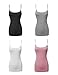 Made by Emma Basic Solid Long Length Adjustable Spaghetti Strap Tank Top BLACK/WHITE/HGREY/DARKPINK M