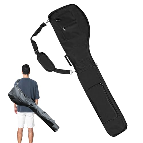 TEUYOE Bolsa de viaje plegable para palos de golf, bolsa porta palos de golf con cremallera para 8-10, bolsa de transporte de golf pequeña y ligera portátil impermeable para mujeres y hombres, negra