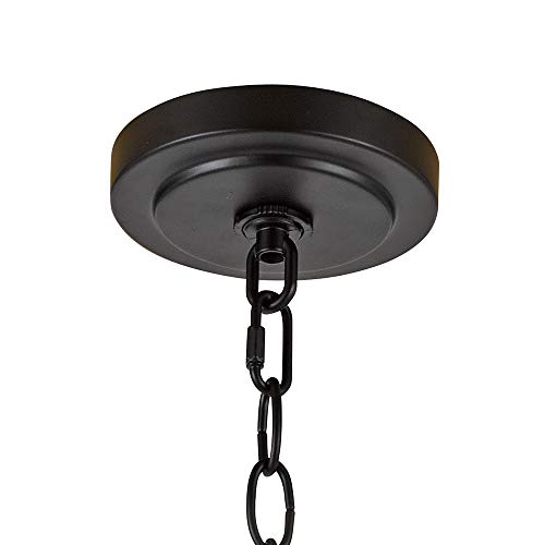 Catalina Lighting 22164-000 Country Rustic Geometric 5-Light Metal Cage Chandelier with Faux Wood Trim, 21", Black