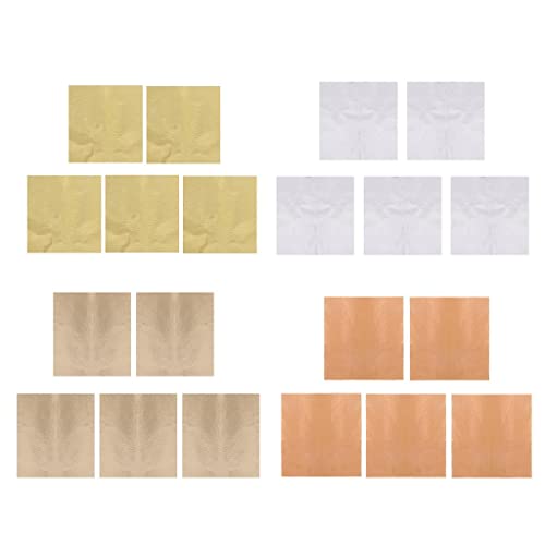 Luzhengyang Imitation Gold and Silver Leaf Sheets for Art Craft, Gilding, and DIY Jewelry Making - 20 Sheets 9x9cm Foil Paper
