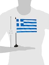 AZ FLAG Greece Table Flag 5x8 in 21x14 cm with Pole & Black Base view 3