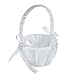 TOOGOO(R) Romantic White Satin Bowknot PEARL Flower Girl Basket Wedding Ceremony Party
