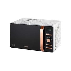 Tower-T24021WMRG-Digital-Solo-Microwave-with-5-Power-Levels-60-Minutes-Timer-Defrost-Function-800-W-20-Litre-Marble-and-Rose-Gold Tower T24021WMRG Digital Microwave with 60-Minute Timer and 8 Autocook Settings, 20L, 800W White Marble and Rose Gold