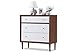 Baxton Furniture Studios Harlow Mid-Century Wood 3 Drawer Chest, Medium, White and Walnut