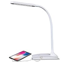 TW Lighting IVY-40WT The IVY LED Desk Lamp with USB Port, 3-Way Touch Switch, White