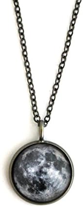Moon Pendant Necklace (Antique Silver Tone)