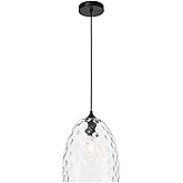 Living District Gibson 1-Light Metal & Glass Pendant in Black/Clear