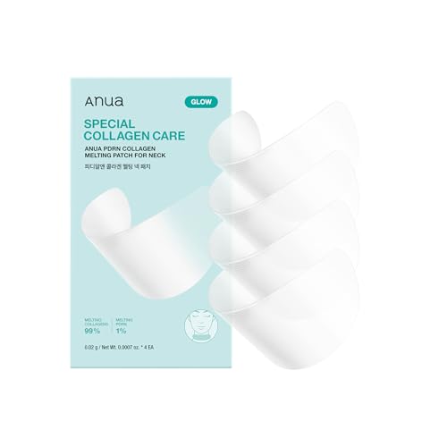Anua PDRN Collagen Melting Patch for Neck, Lifting and Firming, Thin Film for Neck Fine Lines & Forehead, Plumping Effect with Salmon DNA, Korean Skincare, 0.02g x 4EA, Patch Only