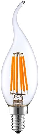 LED Filament Candle Lights – C35T 6W Dimmable LED Edison Bulb - 60 Watts-Equivalent Clear Style No Flickering – UL Listed E12 Candelabra Base – Warm White 2700K 600 Lumens Pack of 1