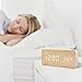 BlaCOG Digital Alarm Clock, Adjustable Brightness Voice Control Wooden Alarm Clocks for Bedrooms, Display Time Temperature Date and USB Battery Powered, Bamboo Clock