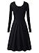 MsBasic Women Simple Designed Long Sleeve Round Neck Casual Flared Midi Dress