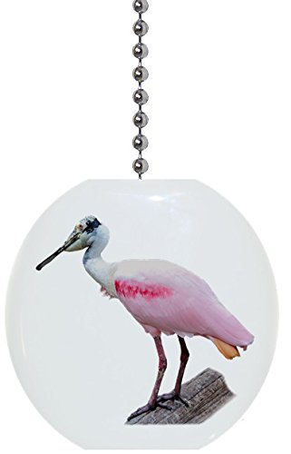 Roseate Spoonbill Bird Solid Ceramic Fan Pull