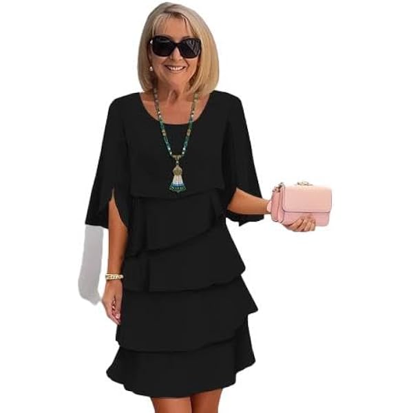 Amazon.com: S.L. Fashions Women's Tiered Chiffon Cocktail Party Dress with  Attached Cape & Beaded Shoulders (Petite and Regular Sizes) : Clothing,  Shoes & Jewelry