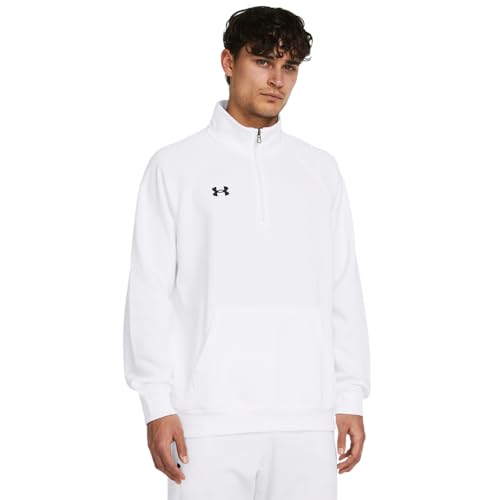 Under Armour Men’s Rival Fleece Quarter Zip, (100) White / / Black, XX-Large