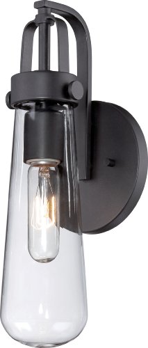 Nuvo Lighting 60/5361 Beaker One Light Wall Sconce 20 Watt T9 Vintage S2415 Lamps Included CUL Damp Location Clear Glass Aged Bronze Fixture