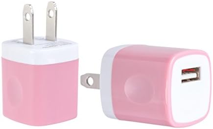 Spark Electronic 2 PC Dual Color 2-Tone Universal USB Travel Home Power Adapter Wall Charger Plug for iPhone 7/7 plus 6/6 plus 5S 5 Samsung Galaxy S5 S4 S3 HTC One M8 LG G2 G3 L3 (Pink)