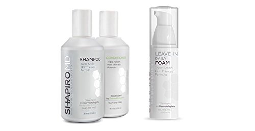Shapiro MD Patented Hair Regrowth Kit for Thicker, Fuller, Healthier Hair - Including Shampoo, Conditioner, and Leave-In Daily Foam (2 Month)