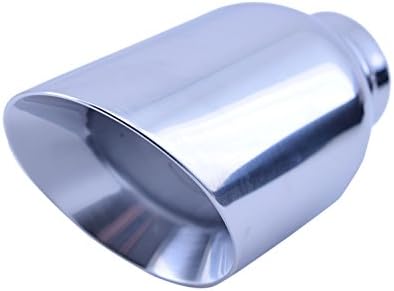 Polished Stainless Steel Exhaust Tip - Inlet: 2" Outlet: 3.5" Style: Slanted Round - Thick Double Walled Construction