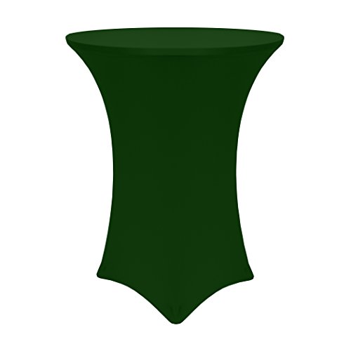ULTIMATE TEXTILE -5 Pack- 30-36-Inch Round Cocktail Spandex Fitted Stretch Elastic Tablecloth - Fits 42" High Tables, Hunter Green