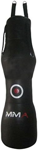Feather skin Judo Punching Bag Cylinder Shaped with Hanging Stripes Faux (Synthetic) Leather Unfilled Black 6 ft