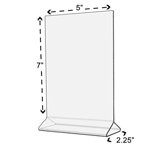 (Pack of 6) ChefLand 5" x 7" Acrylic Sign Holder/Clear Table Card Display/Plastic Upright Menu Ad Frame.